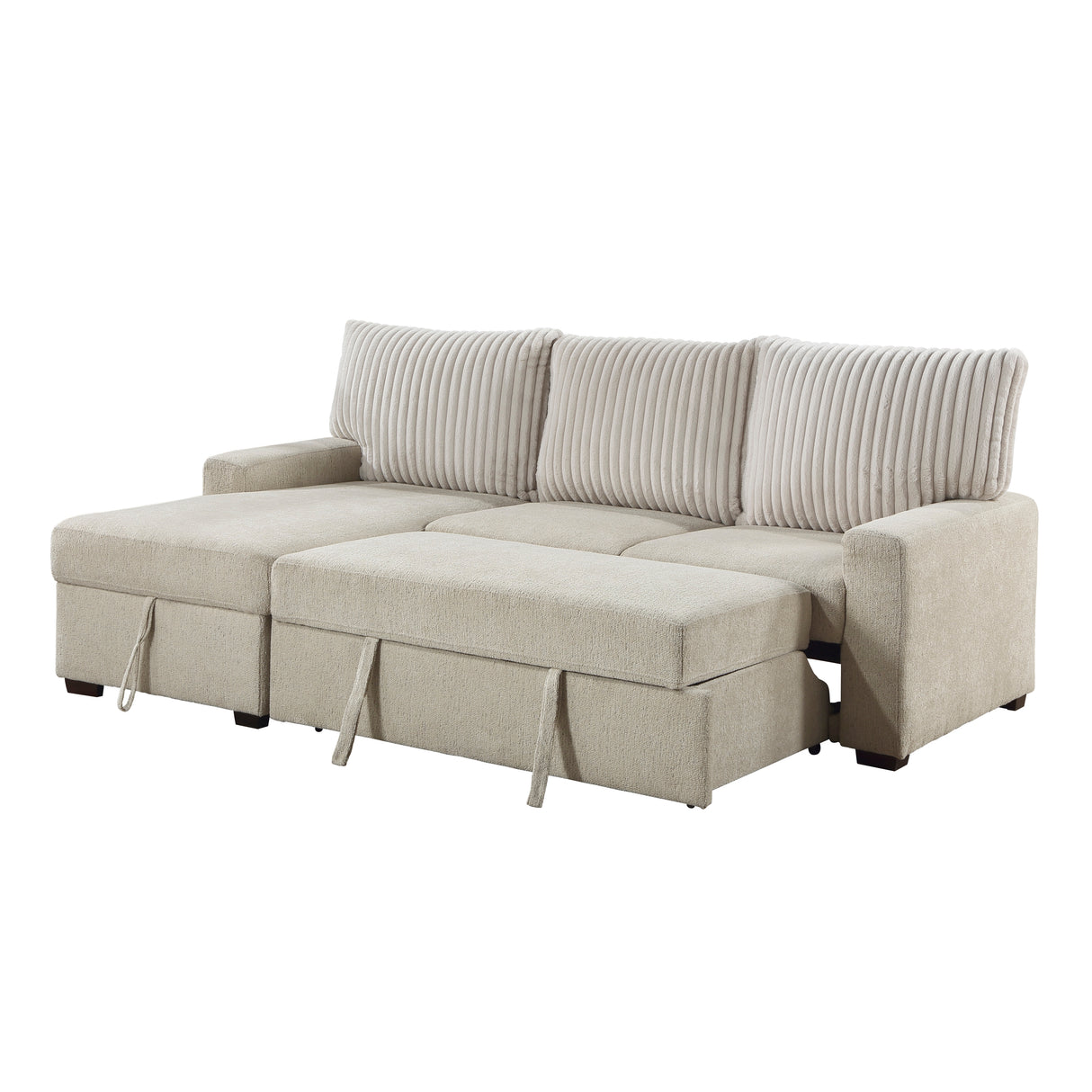 Gallatin 2-Piece Sectional With Left Chaise And Drop-Down Cup Holders, Storage Pouch, Pull-Out Bed Hidden