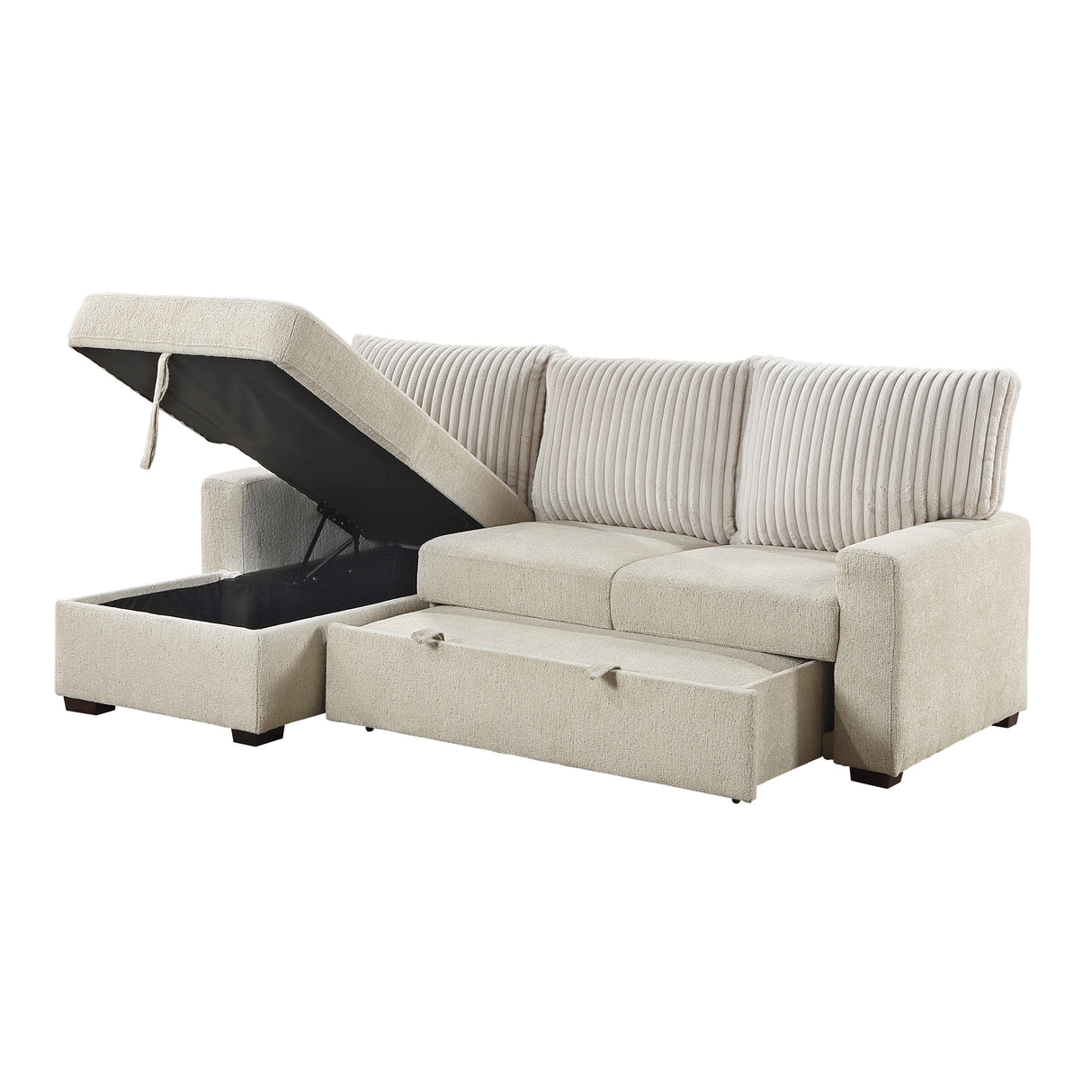 Gallatin 2-Piece Sectional With Left Chaise And Drop-Down Cup Holders, Storage Pouch, Pull-Out Bed Hidden