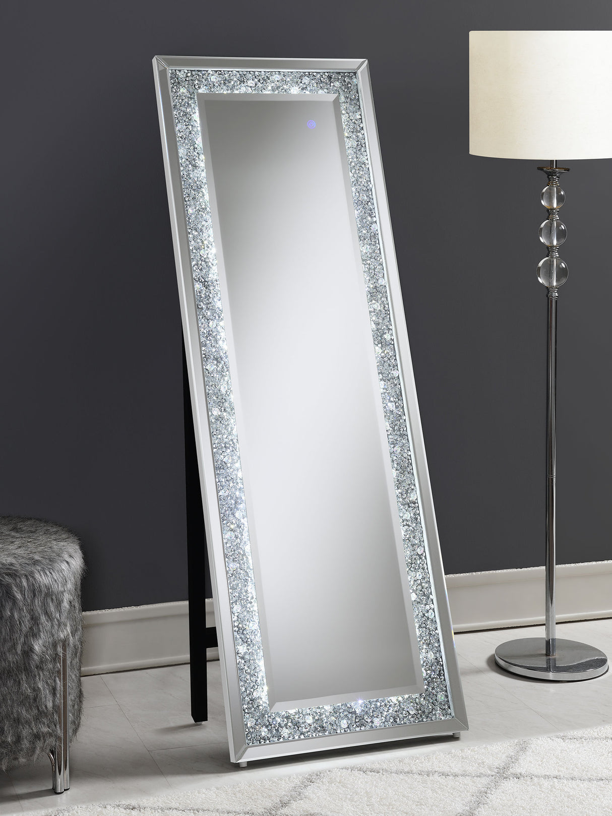 Carisi Rectangular Standing Mirror With Led Lighting Silver