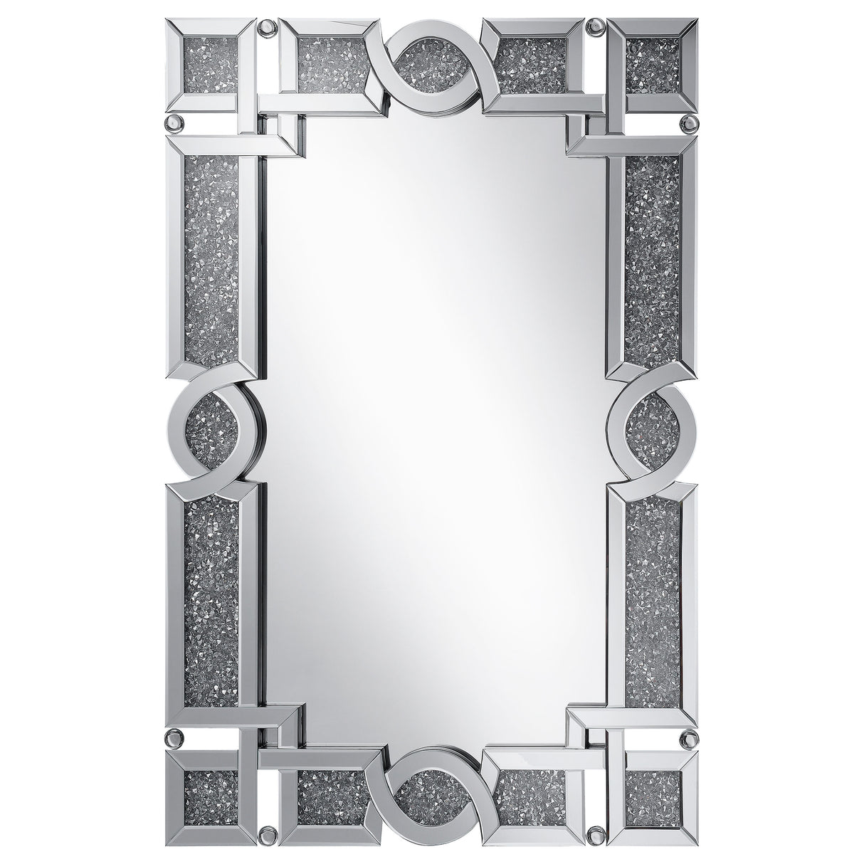 Jackie Interlocking Wall Mirror With Iridescent Panels And Beads Silver