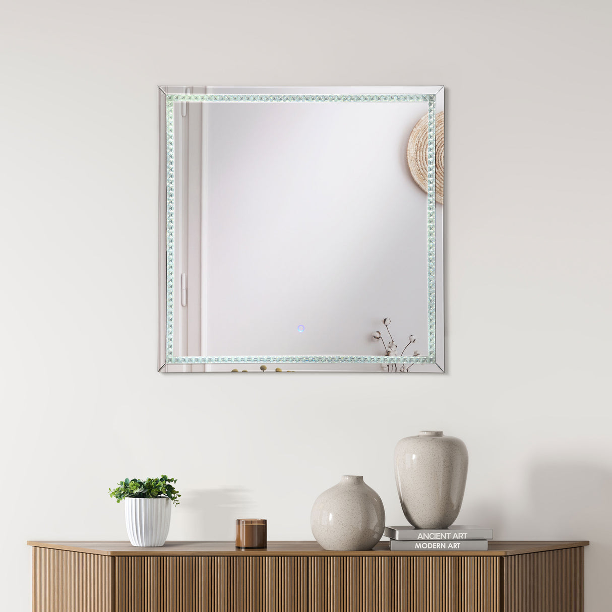 Noelle Square Wall Mirror With Led Lights