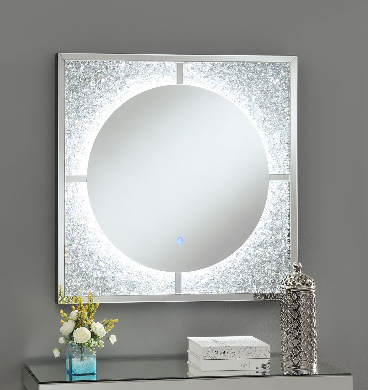 Theresa Led Wall Mirror Silver And Black