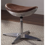 Brancaster Retro Brown Top Grain Leather & Aluminum Stool