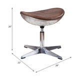 Brancaster Retro Brown Top Grain Leather & Aluminum Stool