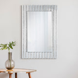 Aideen Rectangular Wall Mirror With Vertical Stripes Of Faux Crystals