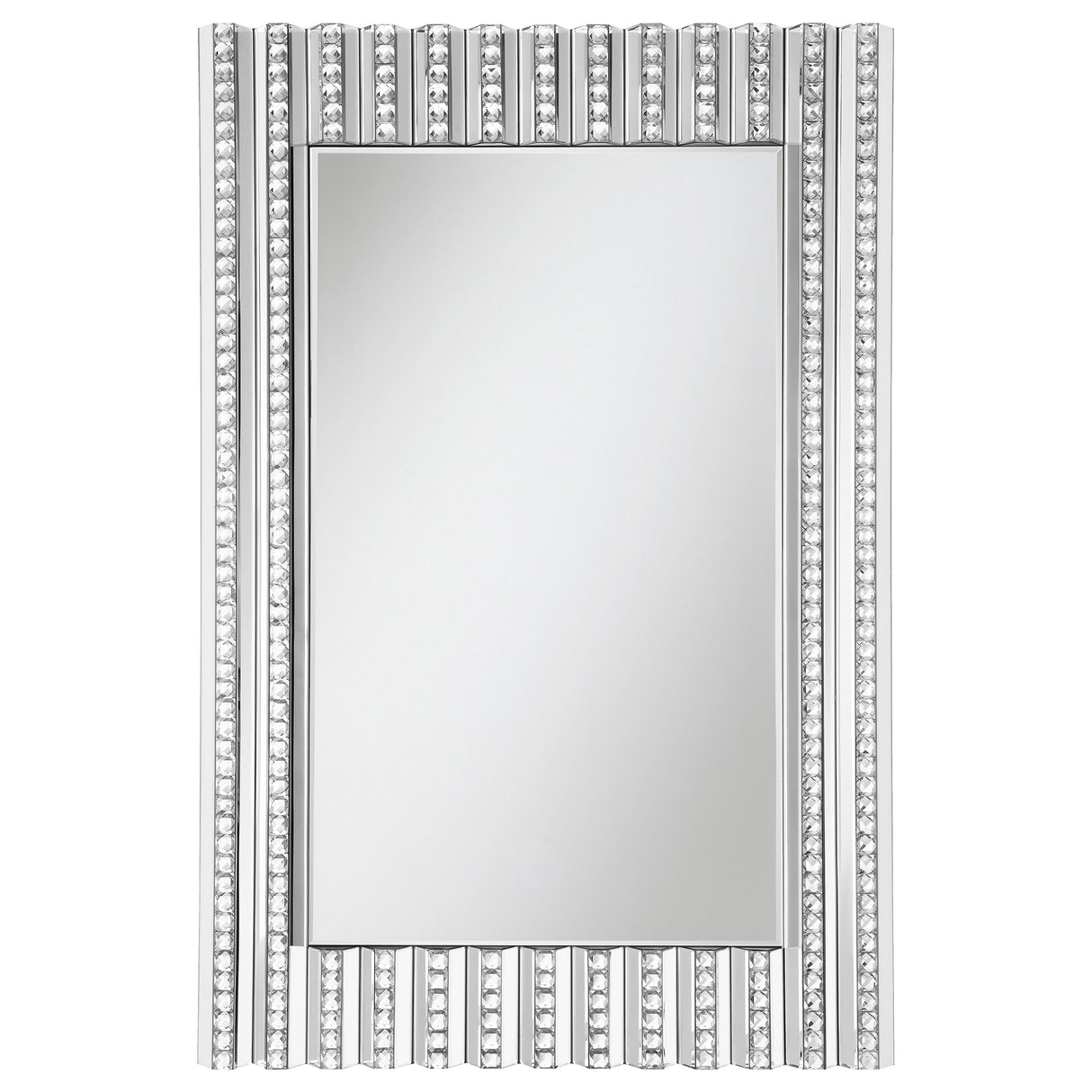 Aideen Rectangular Wall Mirror With Vertical Stripes Of Faux Crystals