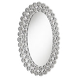 Colleen Oval Wall Mirror With Faux Crystal Blossoms