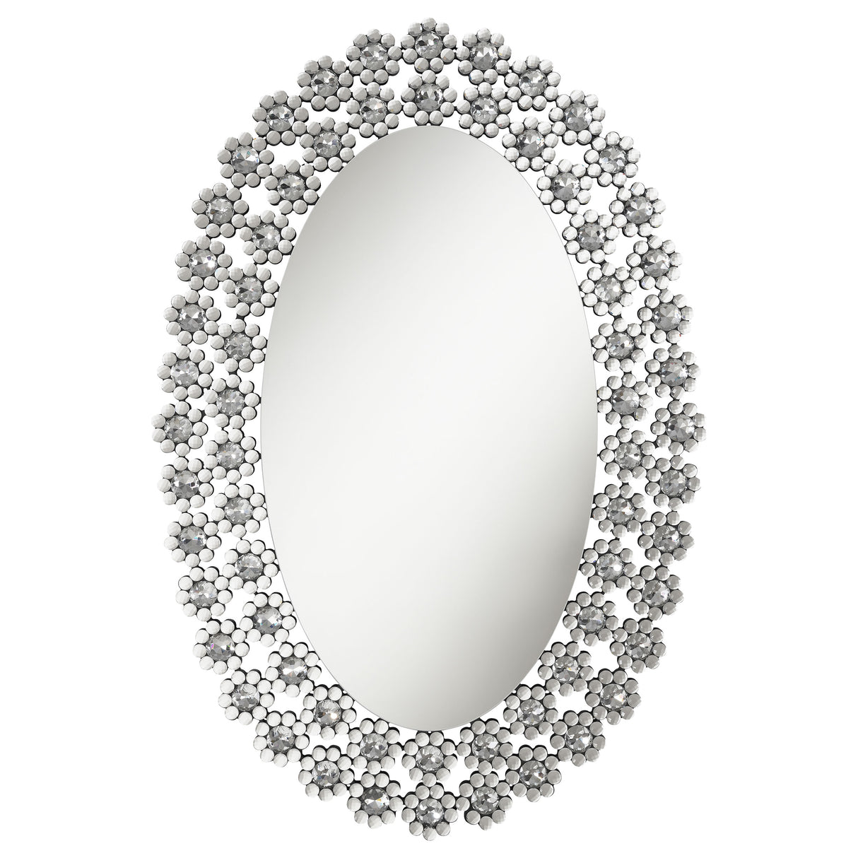 Colleen Oval Wall Mirror With Faux Crystal Blossoms