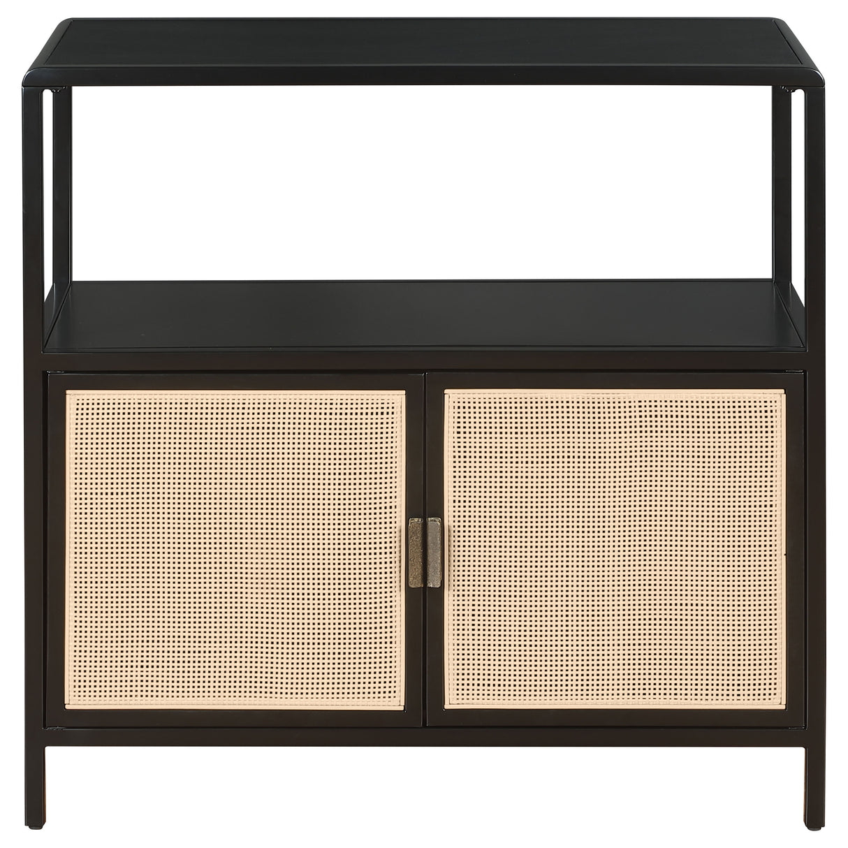 Amherst Black 2-Door Radio Weave Cane Metal Accent Cabinet