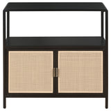 Amherst Black 2-Door Radio Weave Cane Metal Accent Cabinet