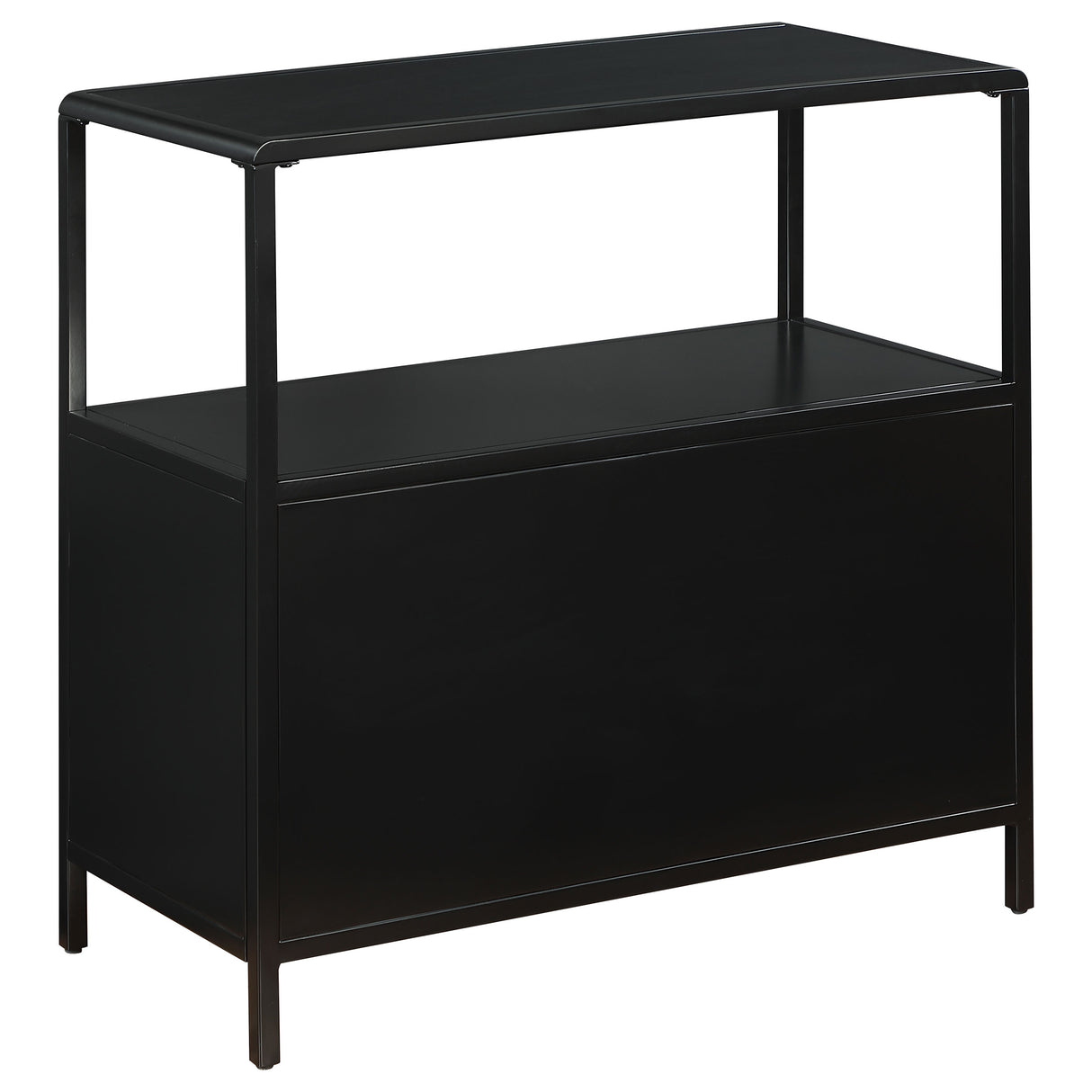 Amherst Black 2-Door Radio Weave Cane Metal Accent Cabinet