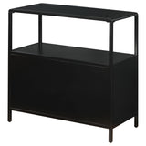 Amherst Black 2-Door Radio Weave Cane Metal Accent Cabinet