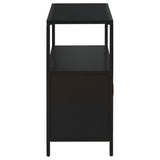 Amherst Black 2-Door Radio Weave Cane Metal Accent Cabinet