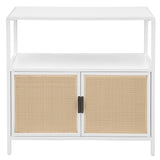 Amherst White 2-Door Radio Weave Cane Metal Accent Cabinet