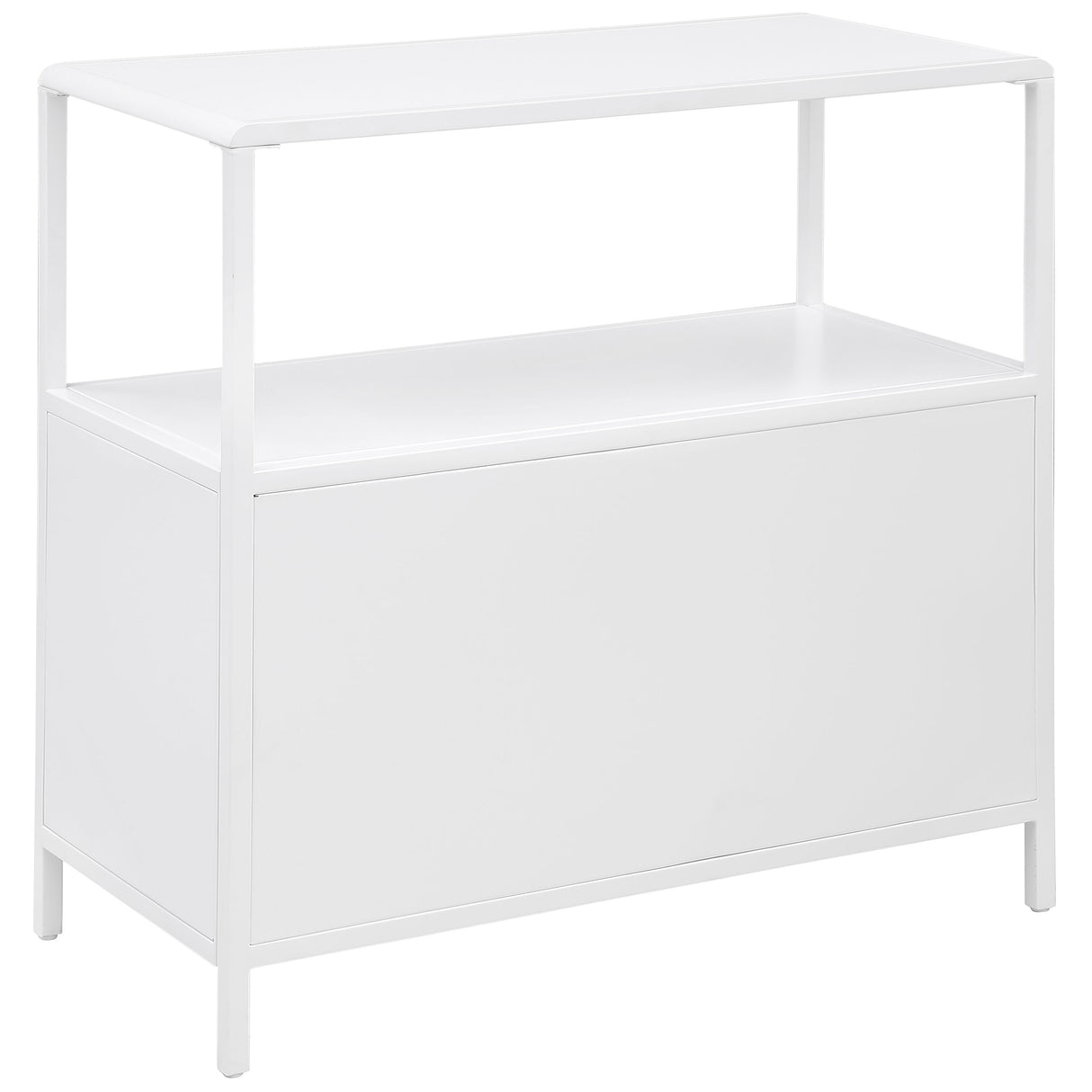 Amherst White 2-Door Radio Weave Cane Metal Accent Cabinet