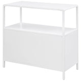 Amherst White 2-Door Radio Weave Cane Metal Accent Cabinet