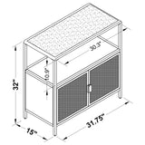 Amherst White 2-Door Radio Weave Cane Metal Accent Cabinet