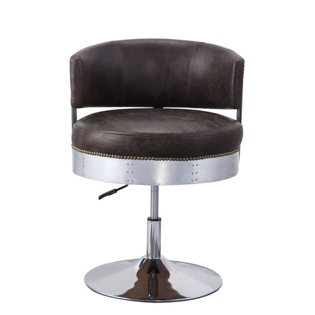 Brancaster Distress Chocolate Top Grain Leather & Chrome Finish Chair