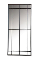 Annetta Rectangular Window Pane Wall Mirror Black