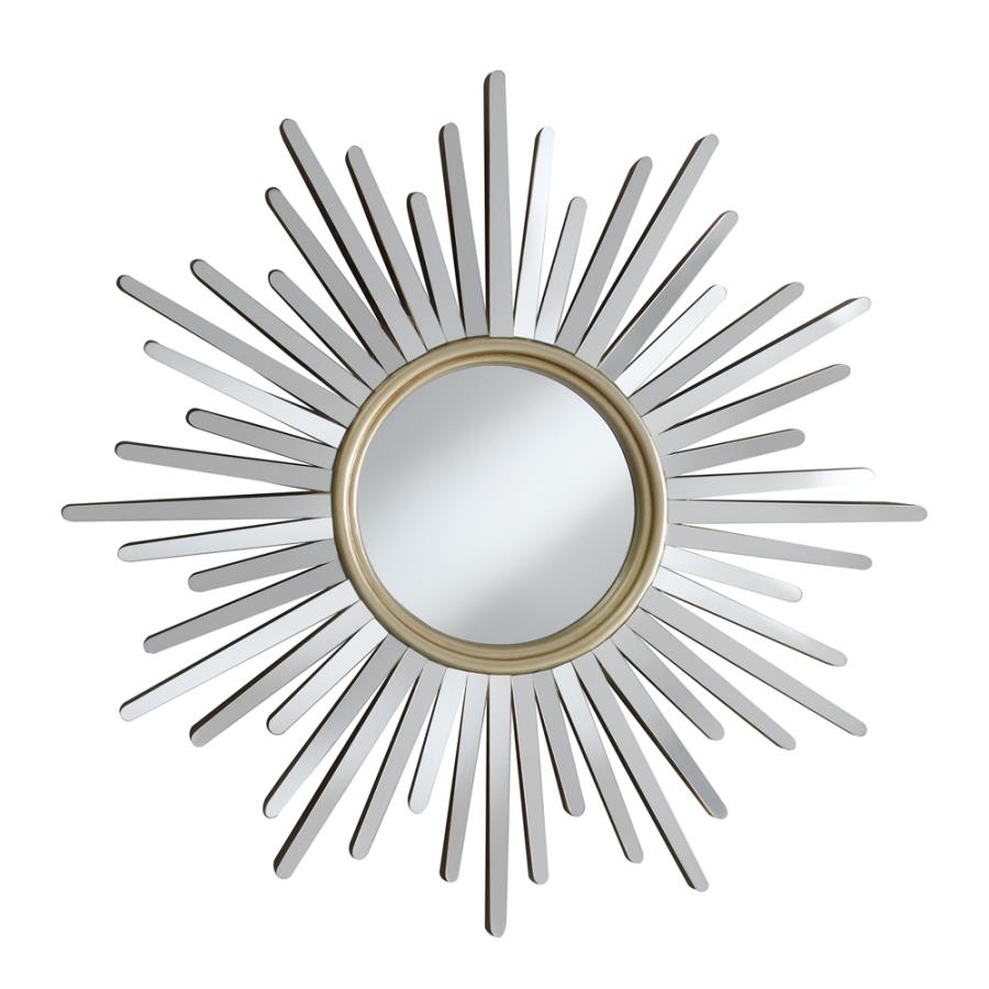 Beiwen Sunburst Wall Mirror Champagne And Silver