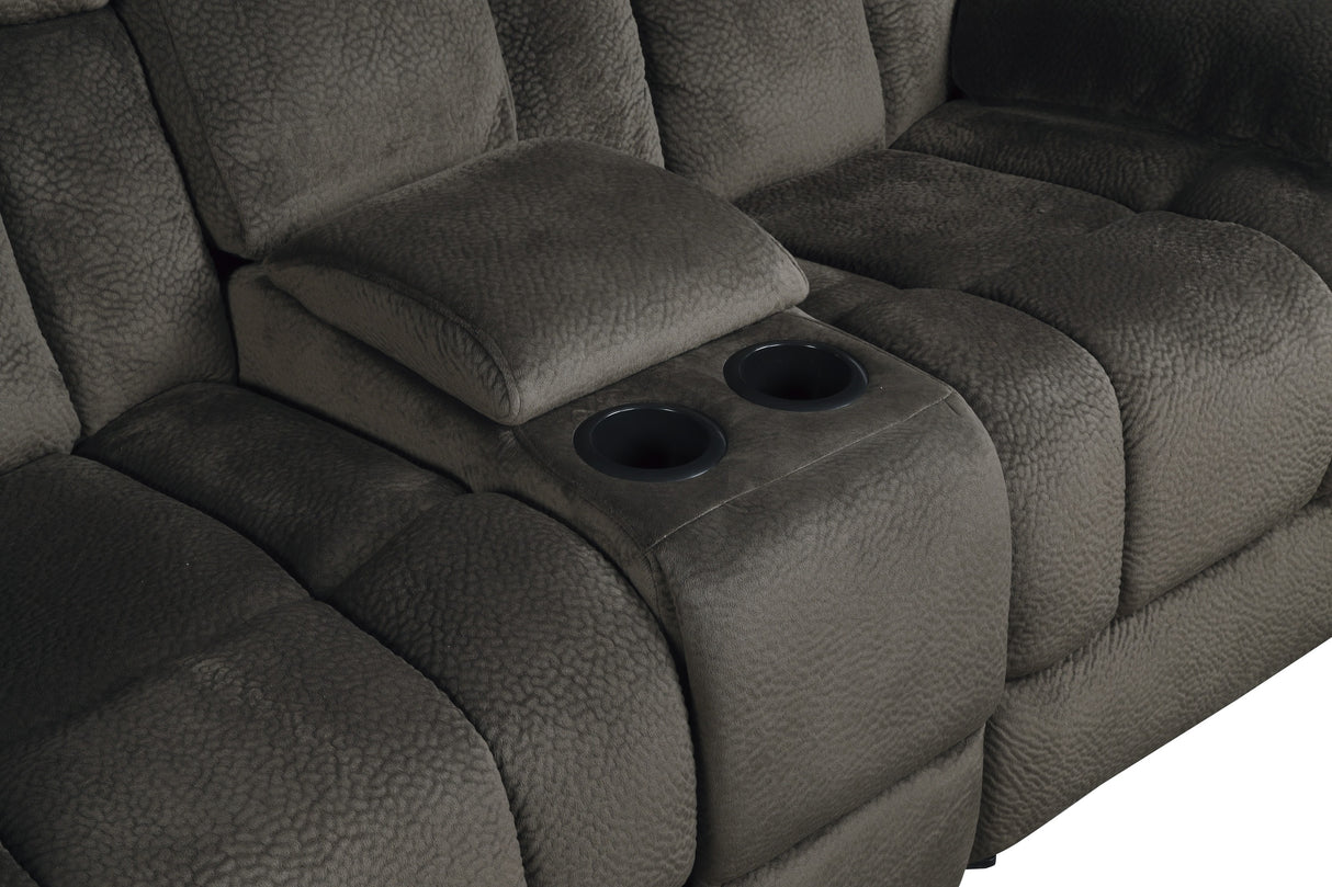 Laurelton Brown Double Glider Reclining Love Seat With Center Console