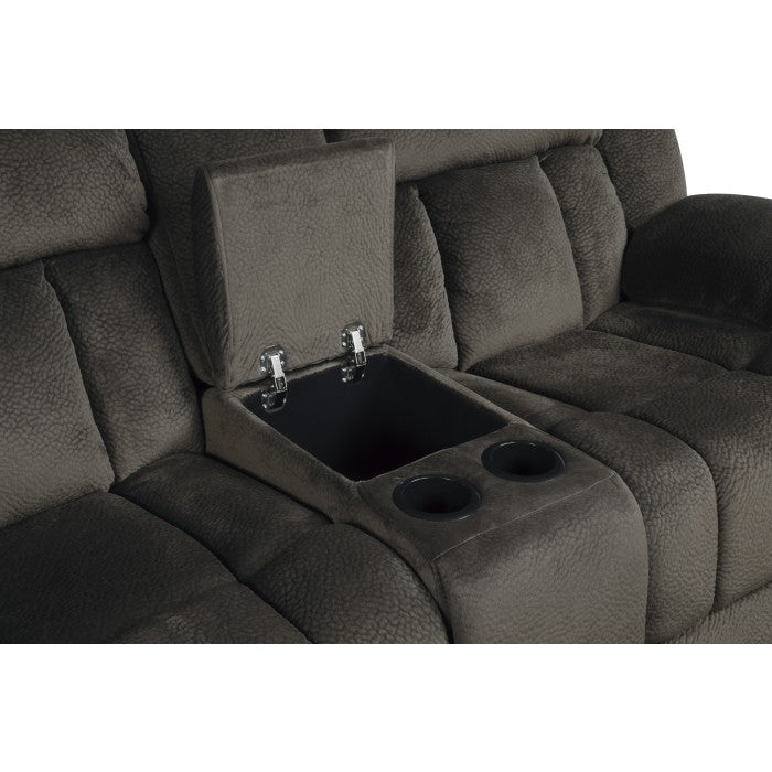 Laurelton Brown Double Glider Reclining Love Seat With Center Console