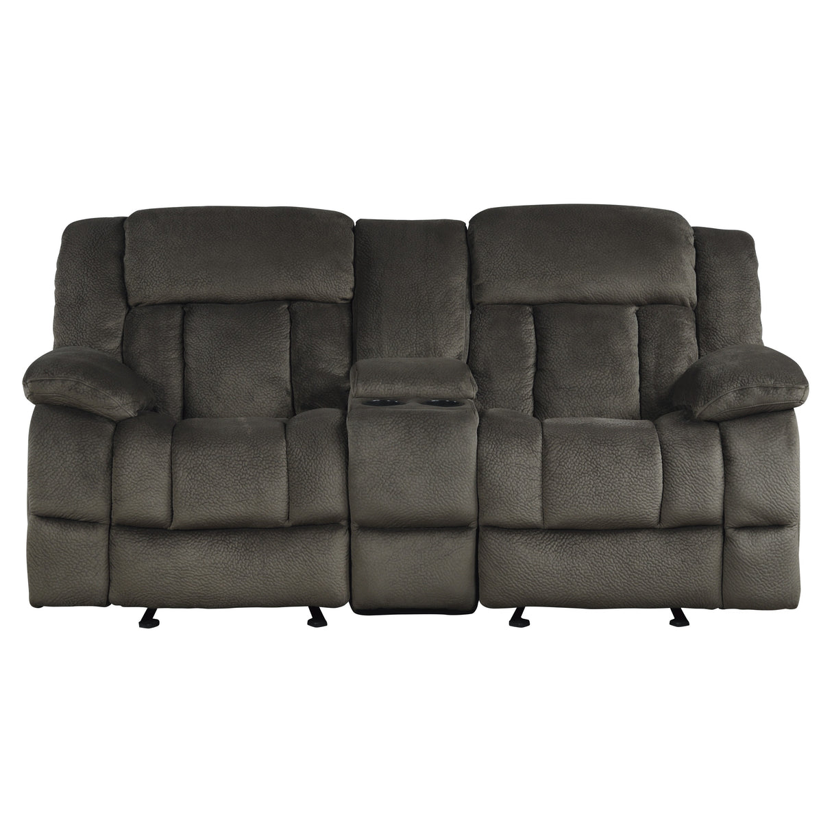 Laurelton Brown Double Glider Reclining Love Seat With Center Console