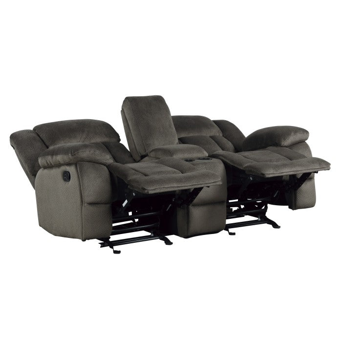 Laurelton Brown Double Glider Reclining Love Seat With Center Console