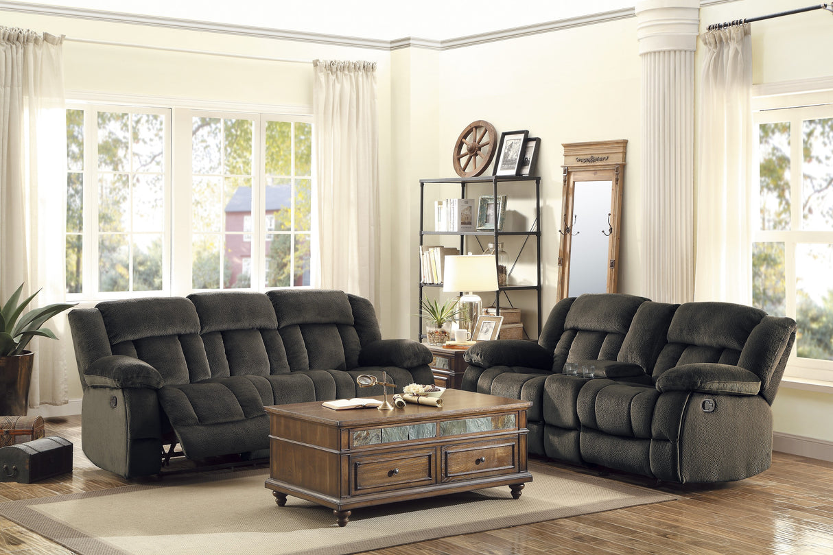 Laurelton Brown Double Glider Reclining Love Seat With Center Console