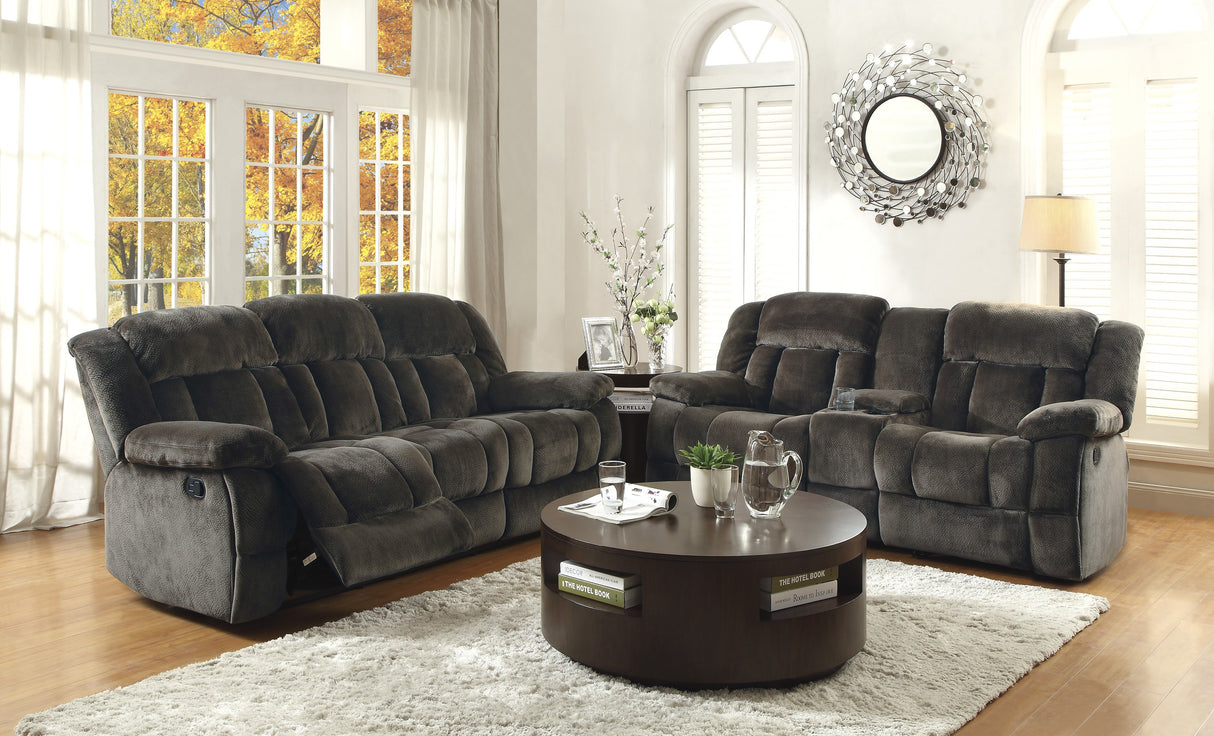 Laurelton Brown Double Glider Reclining Love Seat With Center Console