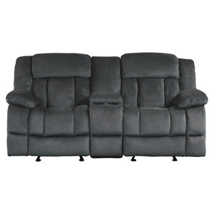 Laurelton Charcoal Double Glider Reclining Love Seat With Center Console
