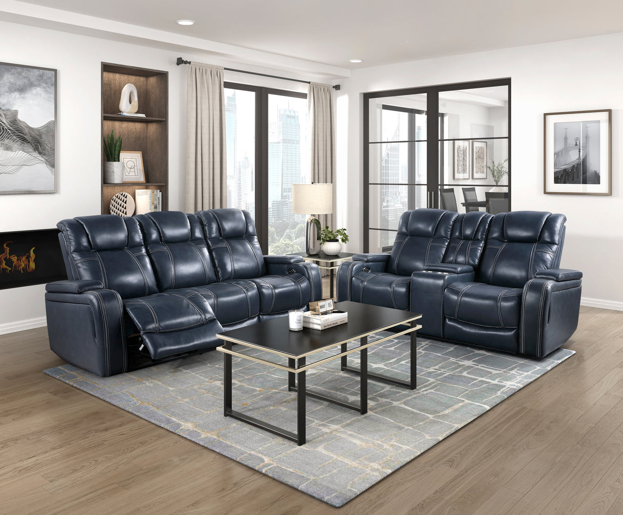 Keziah Power Double Reclining Sofa With Headrests And Storage Arms