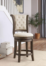 Glison Beige Fabric & Walnut Finish Bar Chair