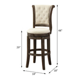 Glison Beige Fabric & Walnut Finish Bar Chair