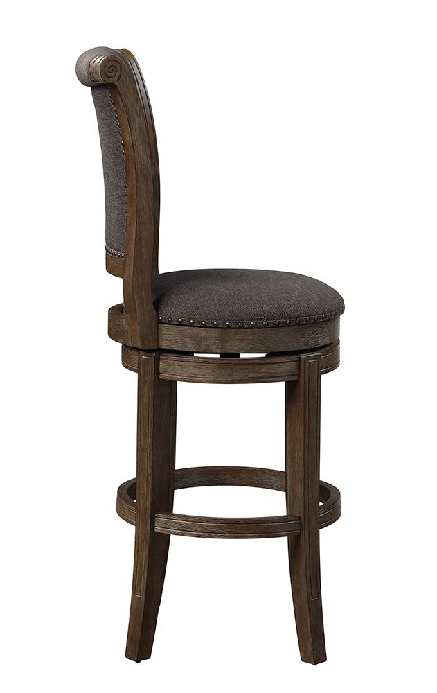 Glison Charcoal Fabric & Walnut Finish Bar Chair