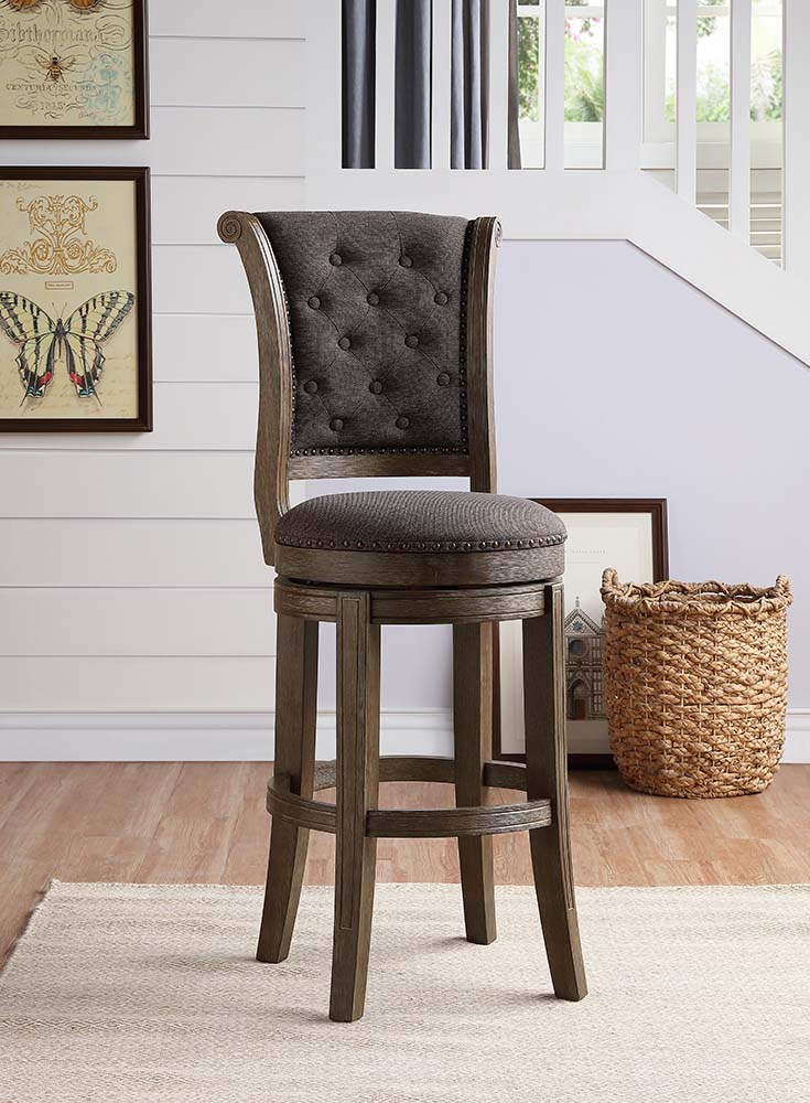 Glison Charcoal Fabric & Walnut Finish Bar Chair