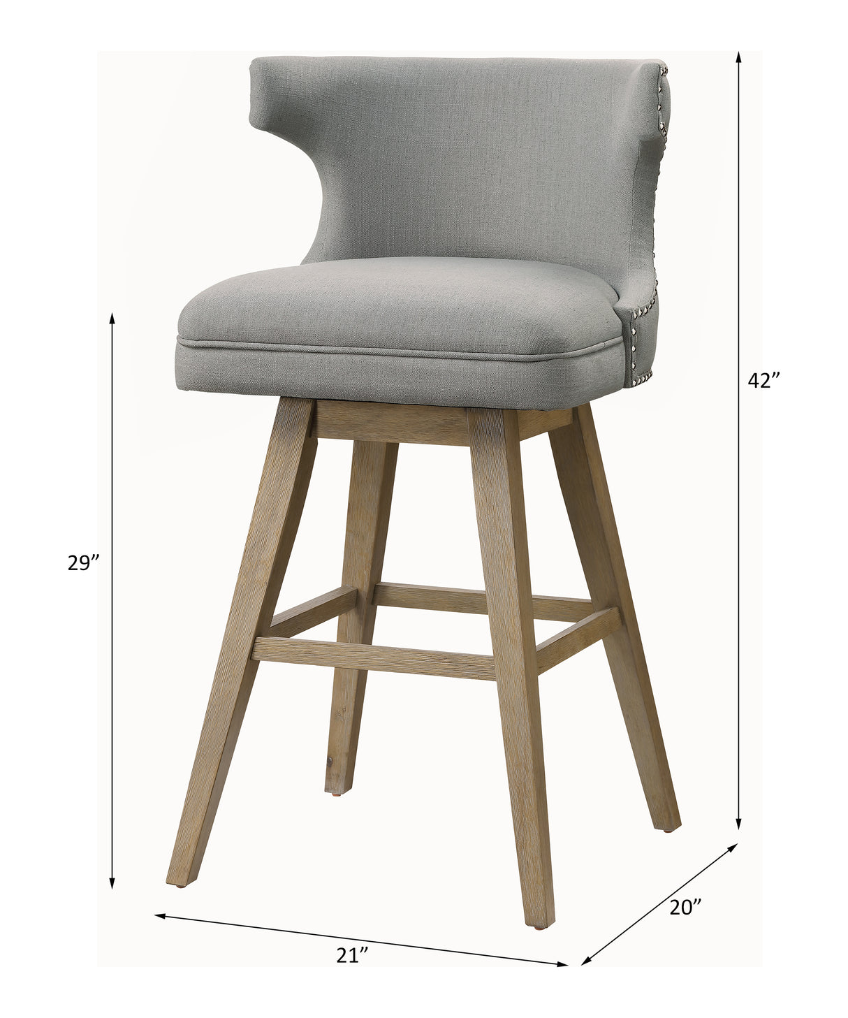 Everett Fabric & Oak Finish Bar Chair