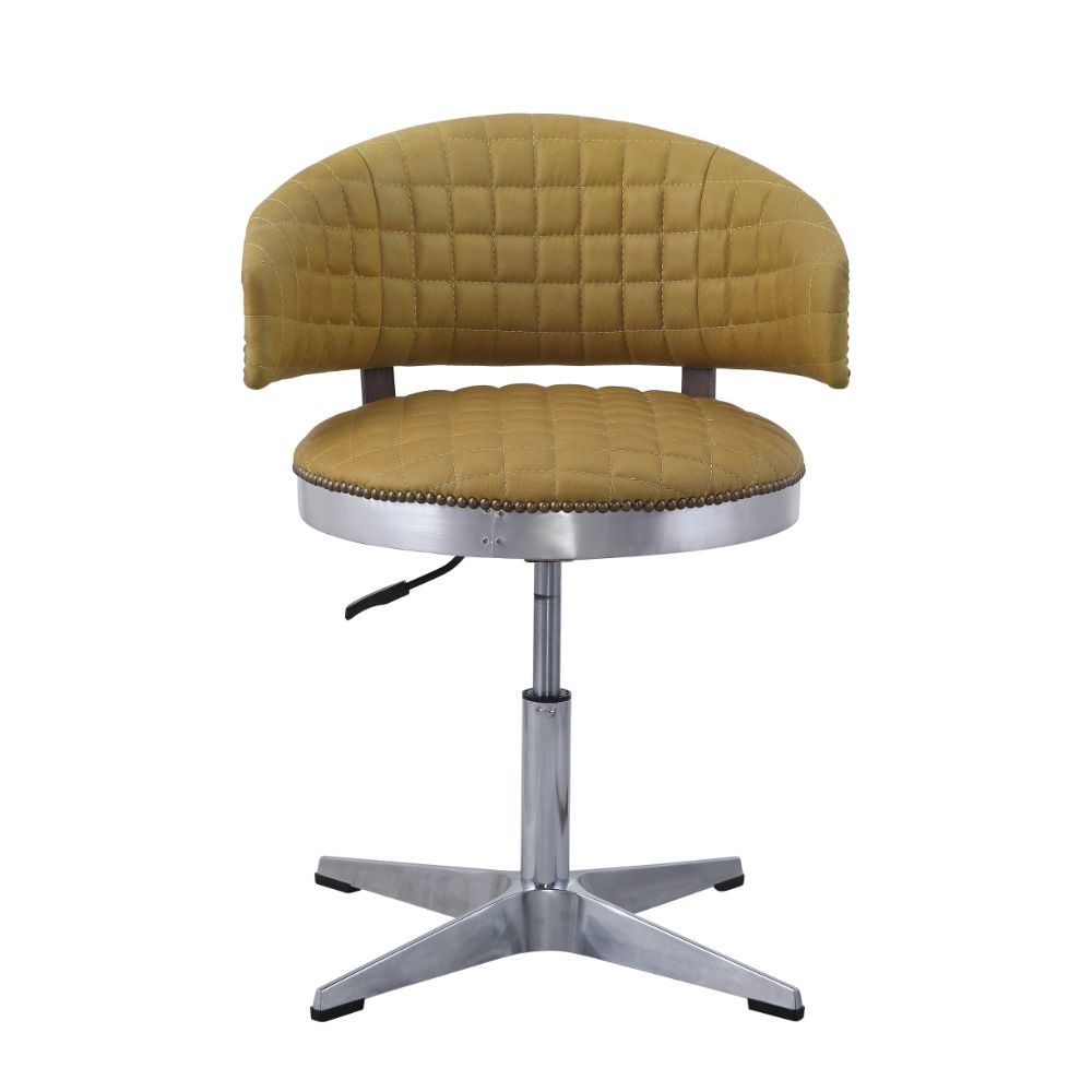 Brancaster Turmeric Top Grain Leather & Chrome Finish Chair