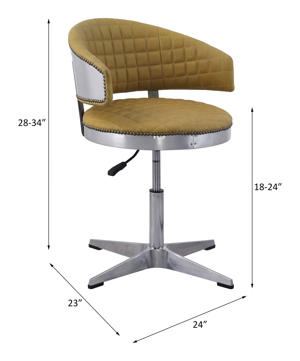 Brancaster Turmeric Top Grain Leather & Chrome Finish Chair