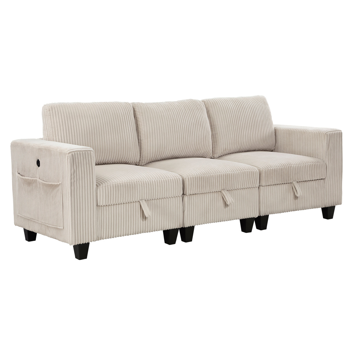 Walterboro Sofa With Storage, Storage Pouches And Charging Ports