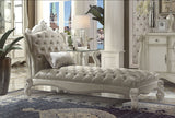 Versailles Vintage Gray Synthetic Leather & Bone White Finish Chaise