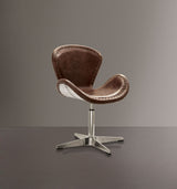 Brancaster Retro Brown Top Grain Leather & Aluminum Accent Chair