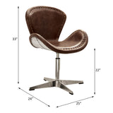 Brancaster Retro Brown Top Grain Leather & Aluminum Accent Chair