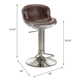 Brancaster Vintage Brown Top Grain Leather & Aluminum Stool