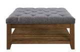 Aizen Gray Fabric & Weathered Oak Finish Ottoman