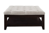 Aizen Beige Fabric & Espresso Finish Ottoman