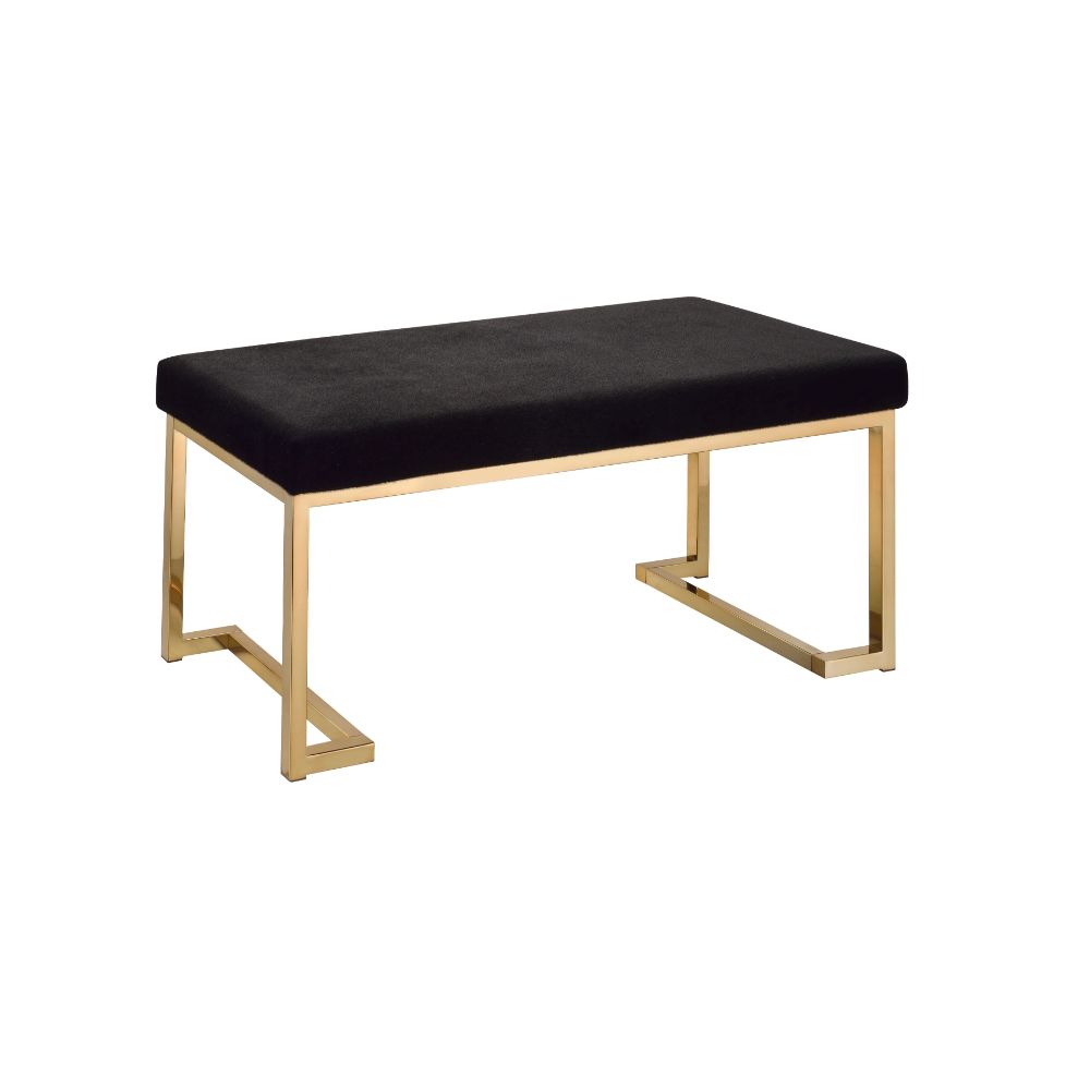 Boice Black Fabric & Champagne Finish Bench