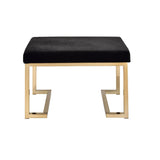 Boice Black Fabric & Champagne Finish Ottoman