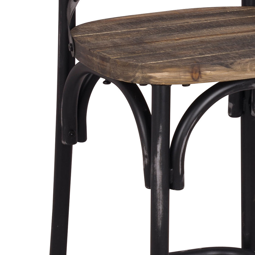 Zaire Antique Black & Antique Oak Finish Bar Chair