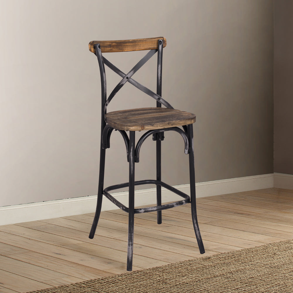 Zaire Antique Black & Antique Oak Finish Bar Chair